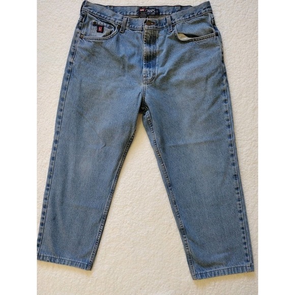 VTG Chaps‎ Ralph Lauren Jeans Men's Sz 38x32 Blue Denim  Straight 90's Baggy - Picture 3 of 9
